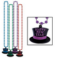 Happy New Year Beads w/ Top Hat Medallion